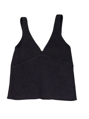 363. ZARA Women’s Black Ribbed Cropped Tank Top Y2K Festival Size Medium